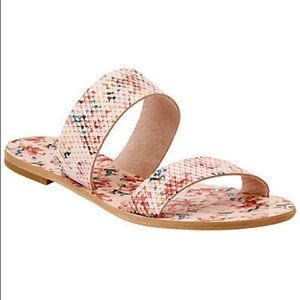 JOIE Sable Floral Pink Snakeskin Leather Sandals